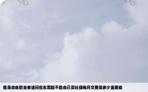 我是自由职业者请问在东莞能不能自己买社保每月交费是多少需要些