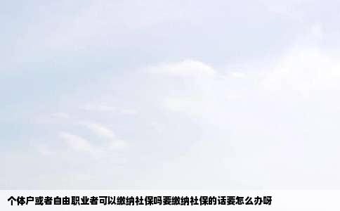 个体户或者自由职业者可以缴纳社保吗要缴纳社保的话要怎么办呀