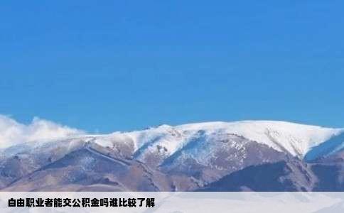 自由职业者能交公积金吗谁比较了解