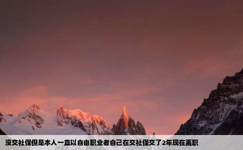 没交社保但是本人一直以自由职业者自己在交社保交了2年现在离职