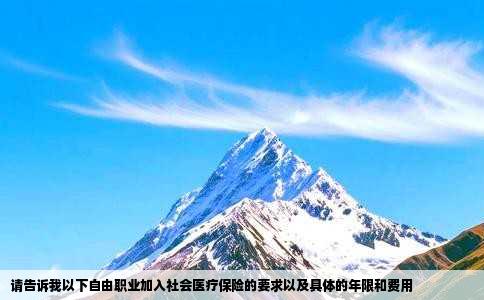 请告诉我以下自由职业加入社会医疗保险的要求以及具体的年限和费用