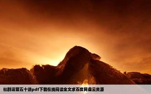社群运营五十讲pdf下载在线阅读全文求百度网盘云资源