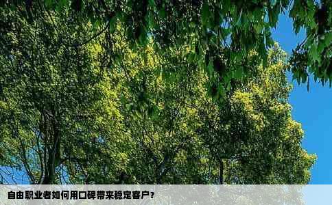 自由职业者如何用口碑带来稳定客户？