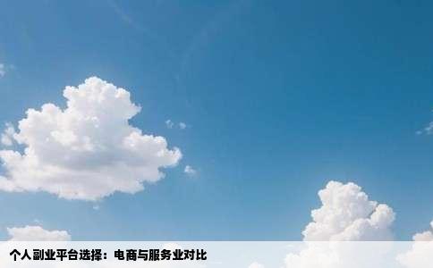 个人副业平台选择：电商与服务业对比