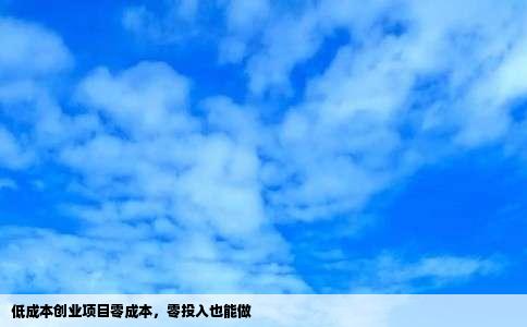 低成本创业项目零成本，零投入也能做