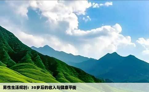男性生活规划：30岁后的收入与健康平衡