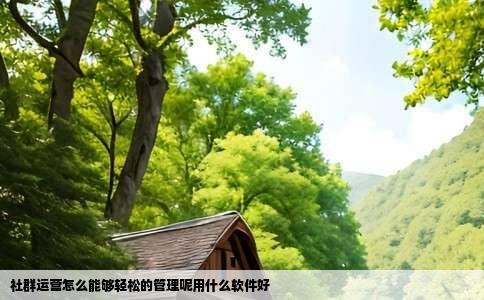 社群运营怎么能够轻松的管理呢用什么软件好