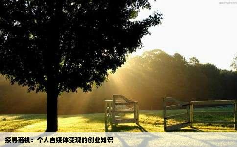 探寻商机：个人自媒体变现的创业知识