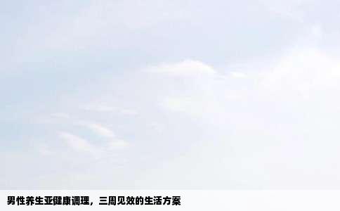 男性养生亚健康调理，三周见效的生活方案