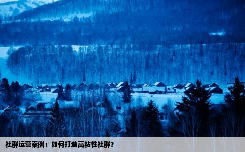 社群运营案例：如何打造高粘性社群？