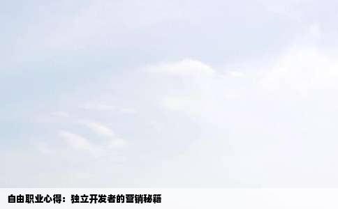 自由职业心得：独立开发者的营销秘籍