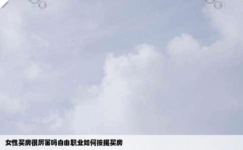 女性买房很厉害吗自由职业如何按揭买房