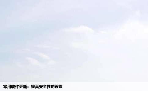 常用软件更新：提高安全性的设置