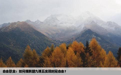 自由职业：如何摆脱朝九晚五实现时间自由？