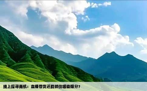 线上探寻商机：直播带货还能抓住哪些细分？