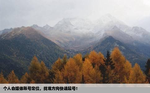 个人自媒体账号定位，找准方向快速起号！