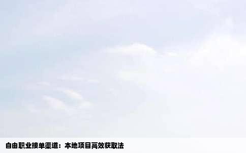 自由职业接单渠道：本地项目高效获取法