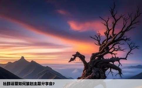社群运营如何策划主题分享会？