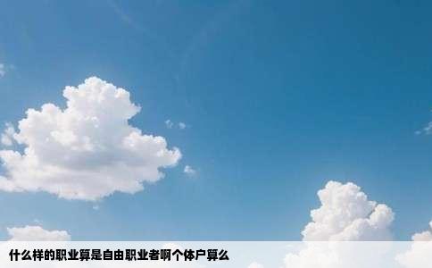 什么样的职业算是自由职业者啊个体户算么