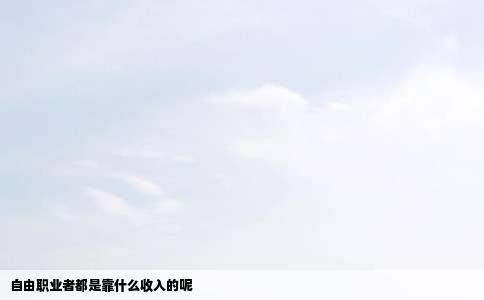 自由职业者都是靠什么收入的呢