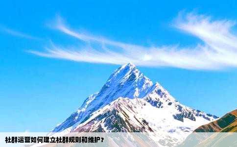 社群运营如何建立社群规则和维护？